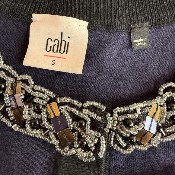 Cabi Midnight Blue Formal Embellised Beaded Cardigan #3304 Size Small - Picture 6 of 7